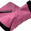 Zimní bundička pro chrta, Andora, softshell, šeříková, tmavě modrá podšívka, detail přední části, MůjChrt.cz