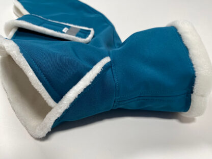 MujChrt Zimní bunda pro chrta Andora DeLUX, petrolejová, smetanová, přední část