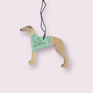 Vánoční ozdoba, postava chrta, béžová, MujChrt.cz