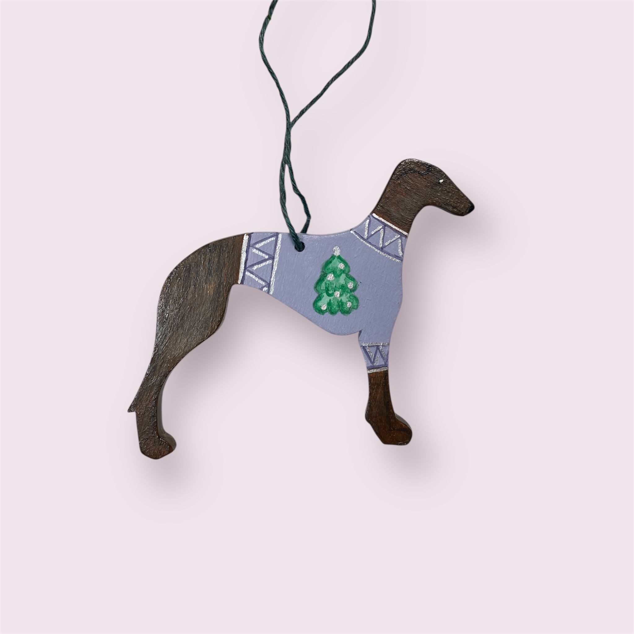 Vánoční ozdoba, postava chrta, hnědá, MujChrt.cz