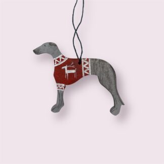 Vánoční ozdoba, postava chrt, šedá, MujChrt.cz